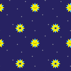 Stars pattern. Abstract vector background of a night sky with eyes