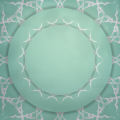 The brochure in mint color with a luxurious white pattern is now ready for print.