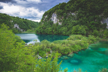 Fototapeta na wymiar A view of the lower lakes, Plitvice Lakes National Park, Croatia