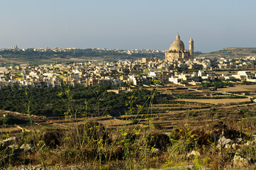 Le village de Xewkija (Ix-Xewkija) et l’église Rotonde de Saint-Jean-Baptiste à Gozo, Malte