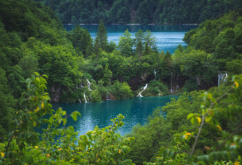 Fototapeta na wymiar Kozjak jezero, falls of the upper lakes, Plitvice Lakes National Park