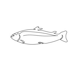 Fototapeta premium Atlantic salmon, trout, pink salmon continuous line drawing. One line art of predatory fish, seafood, marine animals.