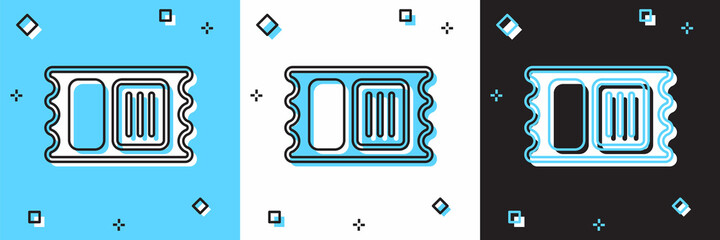 Set Circus ticket icon isolated on blue and white, black background. Amusement park. Vector