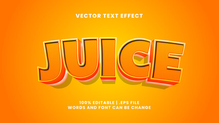Fototapeta na wymiar Juice 3d editable text effect in cartoon and shiny text style