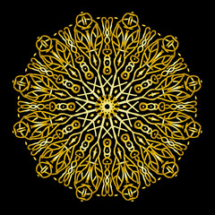 mandala background in black and gold color
