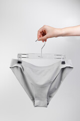 Women's panties isolated on white background.  Advertising of panties on a white background. Mockup.