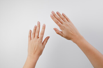 
Hands on a white background close-up
