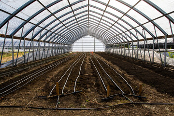 greenhouse with watering system.