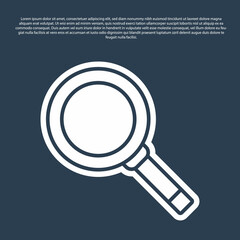 Blue line Frying pan icon isolated on blue background. Fry or roast food symbol. Vector