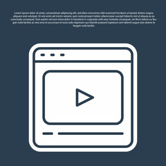 Blue line Online play video icon isolated on blue background. Film strip with play sign. Vector