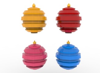 Christmas tree toy decoration on the white background 3d-rendering