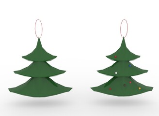 Christmas tree toy decoration on the white background 3d-rendering