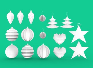 Christmas tree toy decoration on the white background 3d-rendering