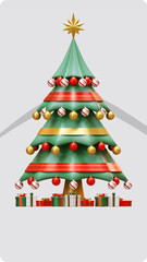 Christmas Social Media Story Copy Space Template With Tree And Gift Box 3D Rendering Illustration