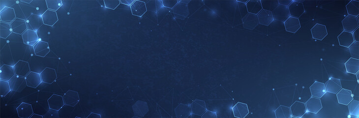 Futuristic Hexagon background. Blue Hexagonal pattern. Modern vector illustration