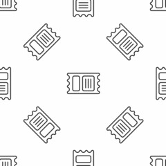 Grey line Circus ticket icon isolated seamless pattern on white background. Amusement park. Vector