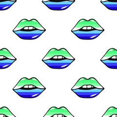 Seamless pattern Lips Gay flag symbol Isolated. Gay pride collection, accessory. Colorful pride designs. Vector illustration on white background. For cards, posters, decor, t shirt design