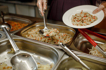 Food on a plate in the dining room.