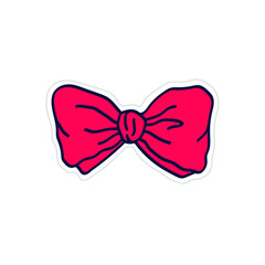 Red sticker bow sign. Isolated on white background.
