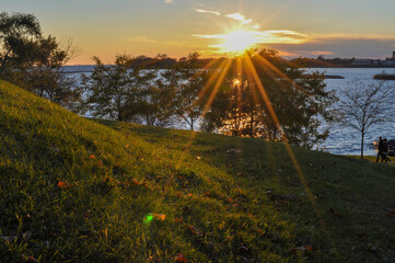 sunset over the lake