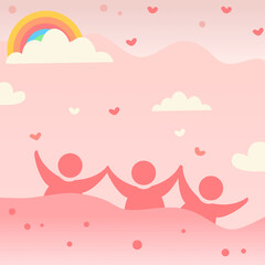 Internasional day of tolerance illustration flat design with pink and love background. Social Media Post Template.