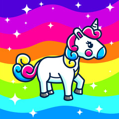 vector illustration of cute colorful unicorn
