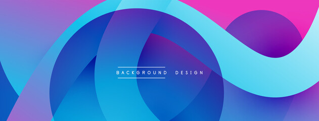 Abstract overlapping lines and circles geometric background with gradient colors