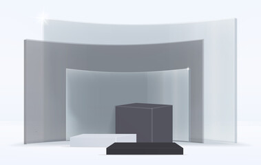 Abstract vector rendering 3d background. Empty showcase for product presentation such as cosmetic. for fashion magazine