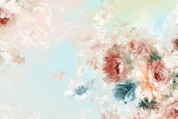 Abstract oil painting floral background - 467628331