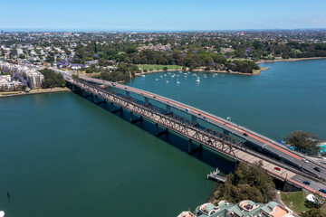The Iron cove bridge over Iron Cove part of the Parramatta river, Sydney, Australia.