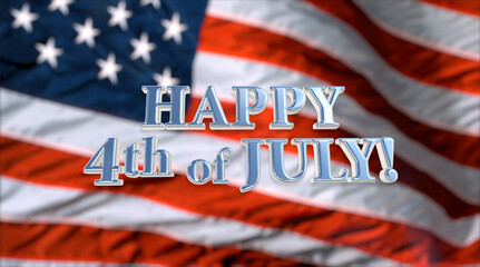 Happy Fourth Of July With American Flag 3D Illustration