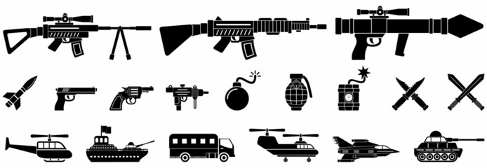 military icon set, military vector set sign symbol