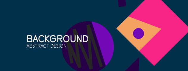 Abstract background. Blocks, lines, triangles, circles composition. Techno or business concept for wallpaper, banner, background, landing page