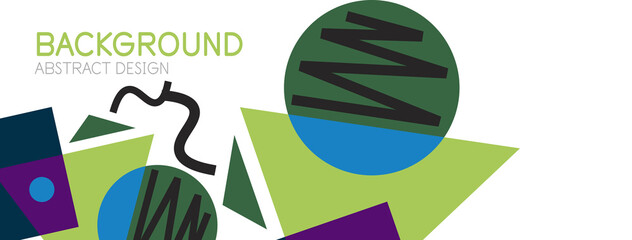 Abstract background. Blocks, lines, triangles, circles composition. Techno or business concept for wallpaper, banner, background, landing page