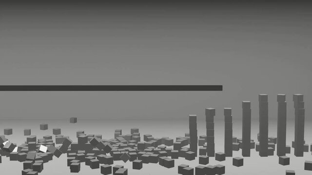 tower of cubes collapsed by a spear that travels non-stop
