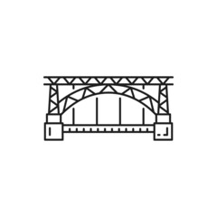 Porto Bridge across Portugal Douro river isolated thin line icon. Vector Portuguese landmark, traditional historical place of interest, famous sightseeing. Medieval architecture, world heritage sign