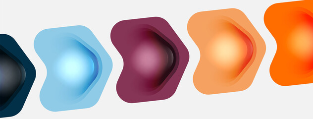 Color arrow shapes on white backdrop. Minimal geometric abstract background. Vector illustration for wallpaper banner background or landing page