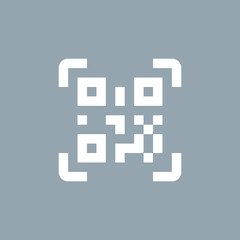QR code. QR-code pictogram. Icon for scanning or reading a QRcode. Isolated raster icon on white background.