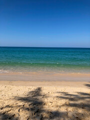 beach, palm trees and Andaman sea in Thailand on Phuket island