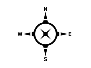 Map direction symbol. North sign. Black compass.