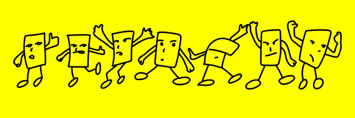 Sticker Character Paper Man Set Collection Concept for Social Media or Banner