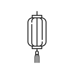 Asian paper lamp isolated oriental lantern thin line icon. Vector oriental light festival symbol, traditional eastern ornamental paper lamp. Japan, China, Korea lantern, New Year holidays decoration