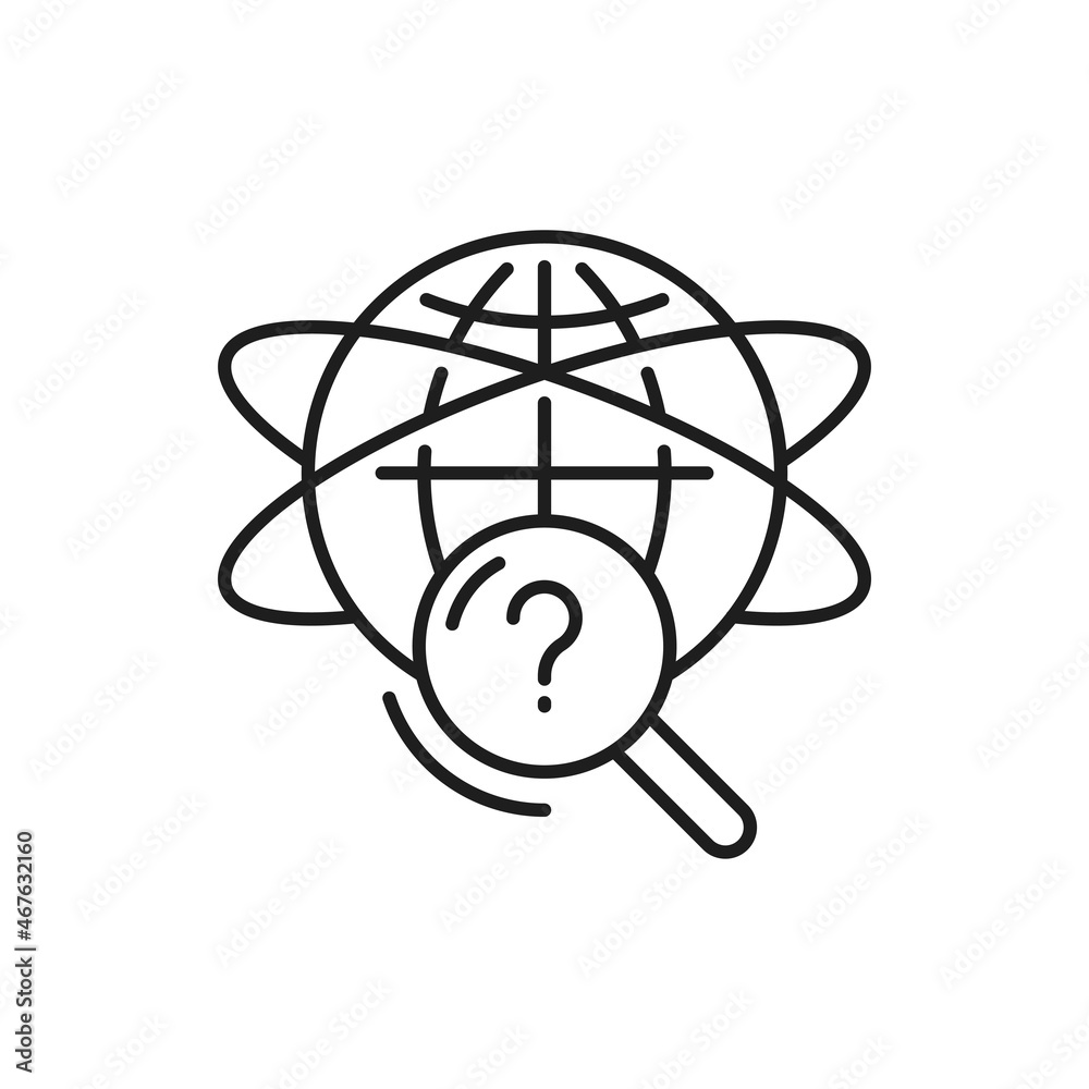 Leinwandbilder question mark and world globe planet isolated thin line icon. vector worldwide information support, 