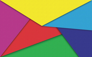 Abstract smooth pastel multi-color papercut background with waves. Blue white and yellow multi-color multi-layer triangular geometric 3d papercut background with shadow.