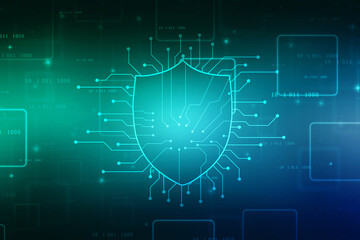 Protect and Security concept. Digital Shield on abstract technology background, Cyber Security and network protection Concept, personal data protection, Business security background
