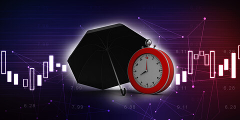 3d illustration stopwatch protection in Umbrella