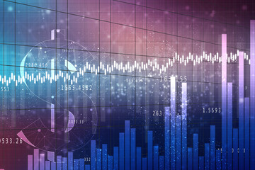 2d rendering Stock market online business concept. business Graph 