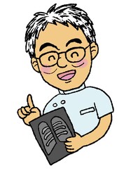 医者　レントゲン技師　レントゲン　肋骨　骨　手描き