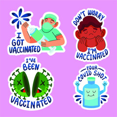 Cartoon vaccination campaign badge vector