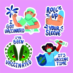 Cartoon vaccination campaign badge vector